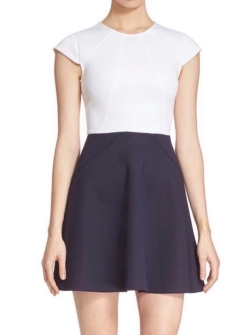 Ted baker size 2 us 4-6 White & Navy Colorblock A-Line skater dress aabrr
